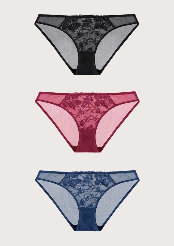 HSIA Anemone Lace Mesh Dolphin-Patterned Mid-low Rise Underwear