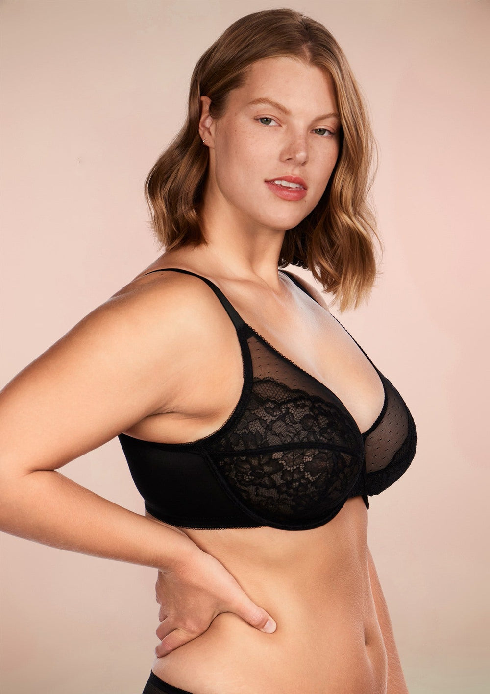  Womens Plus Size Full Coverage Underwire Unlined Minimizer Lace  Bra Heliotrope 38F