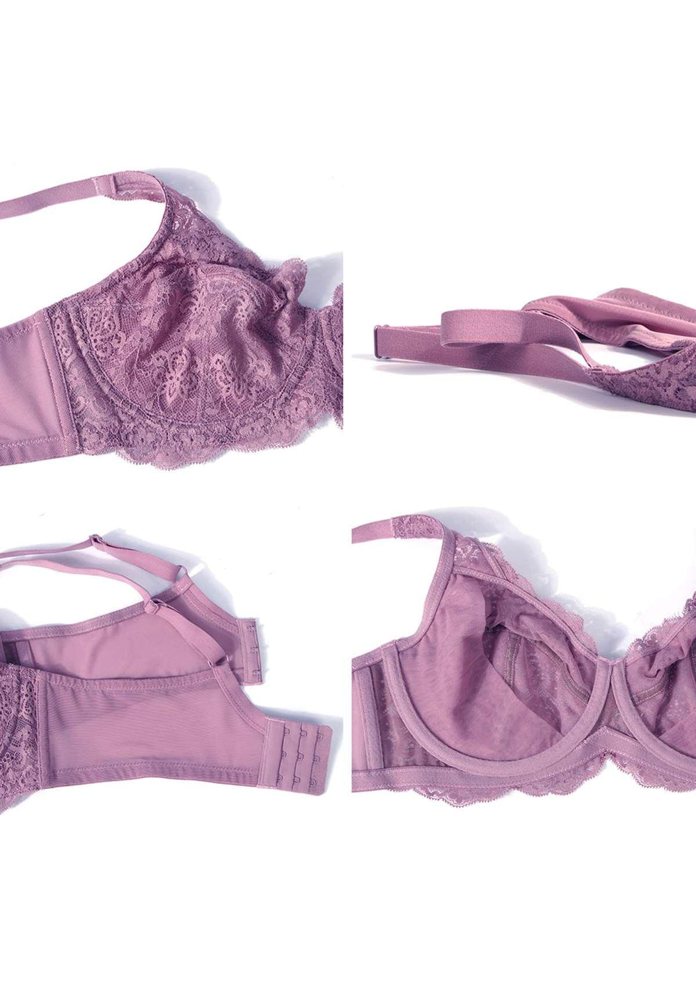 Buy Dark Pink Recycled Lace Full Cup Non Padded Bra 36B, Bras
