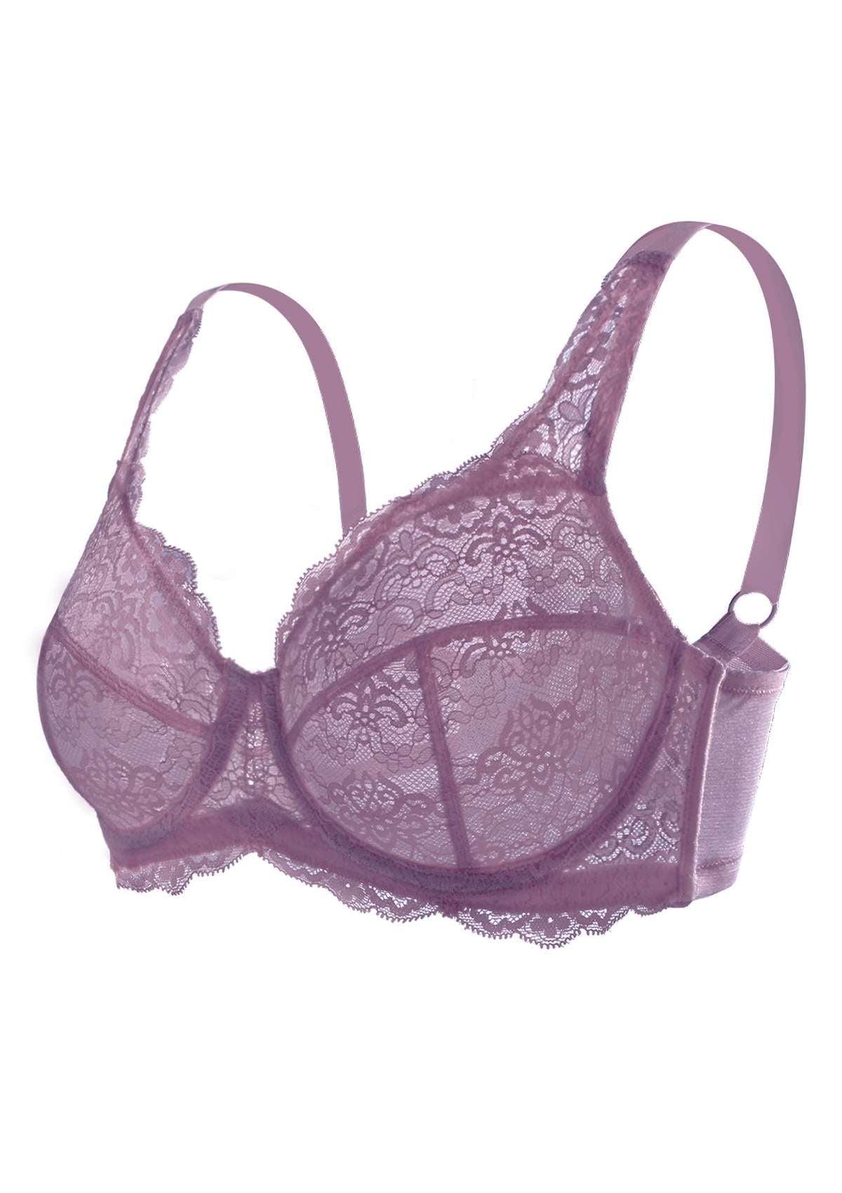 HSIA All-Over Floral Lace Unlined Bra: Minimizer Bra for Heavy Breasts