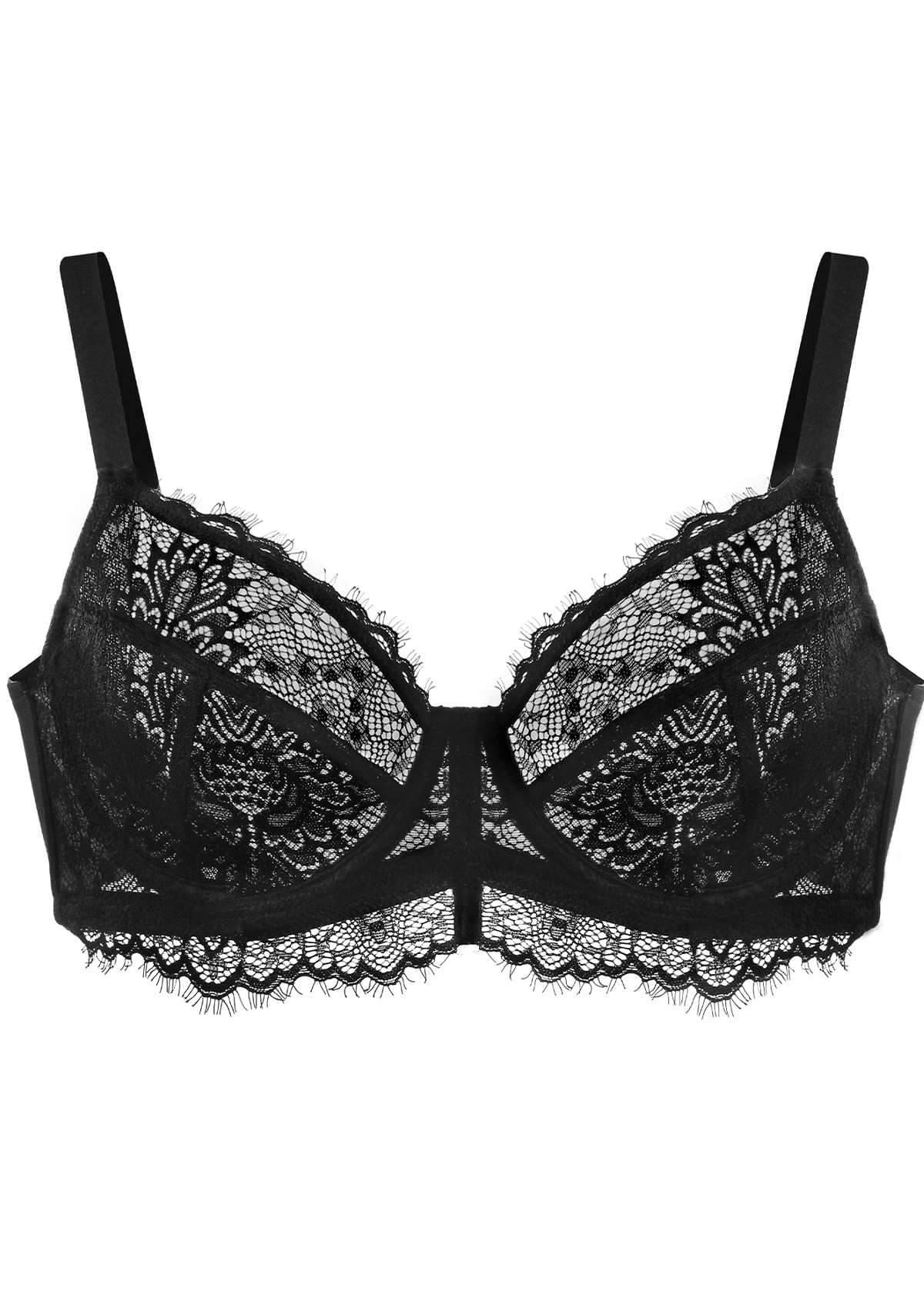 HSIA Sunflower Underwire Lace Bra: Unlined Full Coverage Support Bra