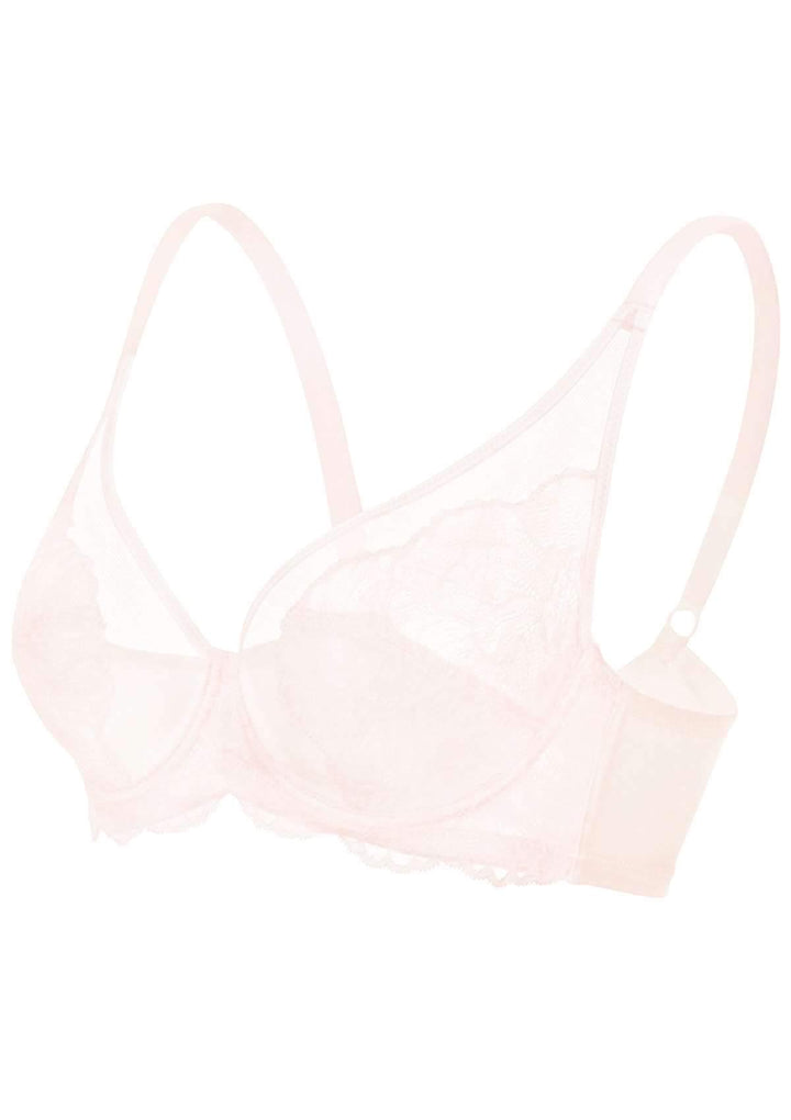 H-K2-2 Germany Blancheporte Cotton Lace Wire-Free Full Support Bras Pink