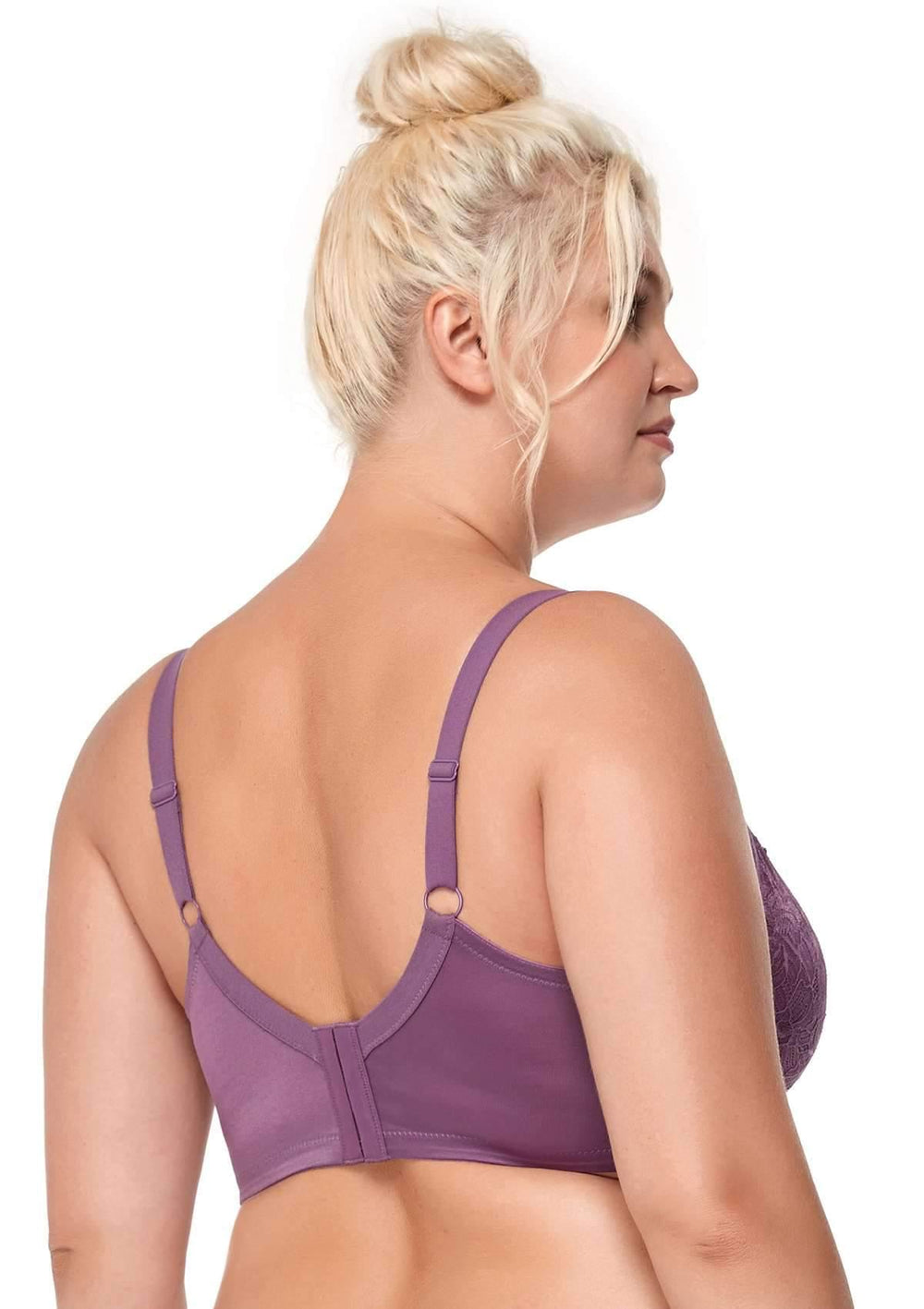CLZOUD Lively Bras for Women Purple Underwire Bra Lace Floral Bra Unlined  Plus Size Full Coverage Bra 40/90C