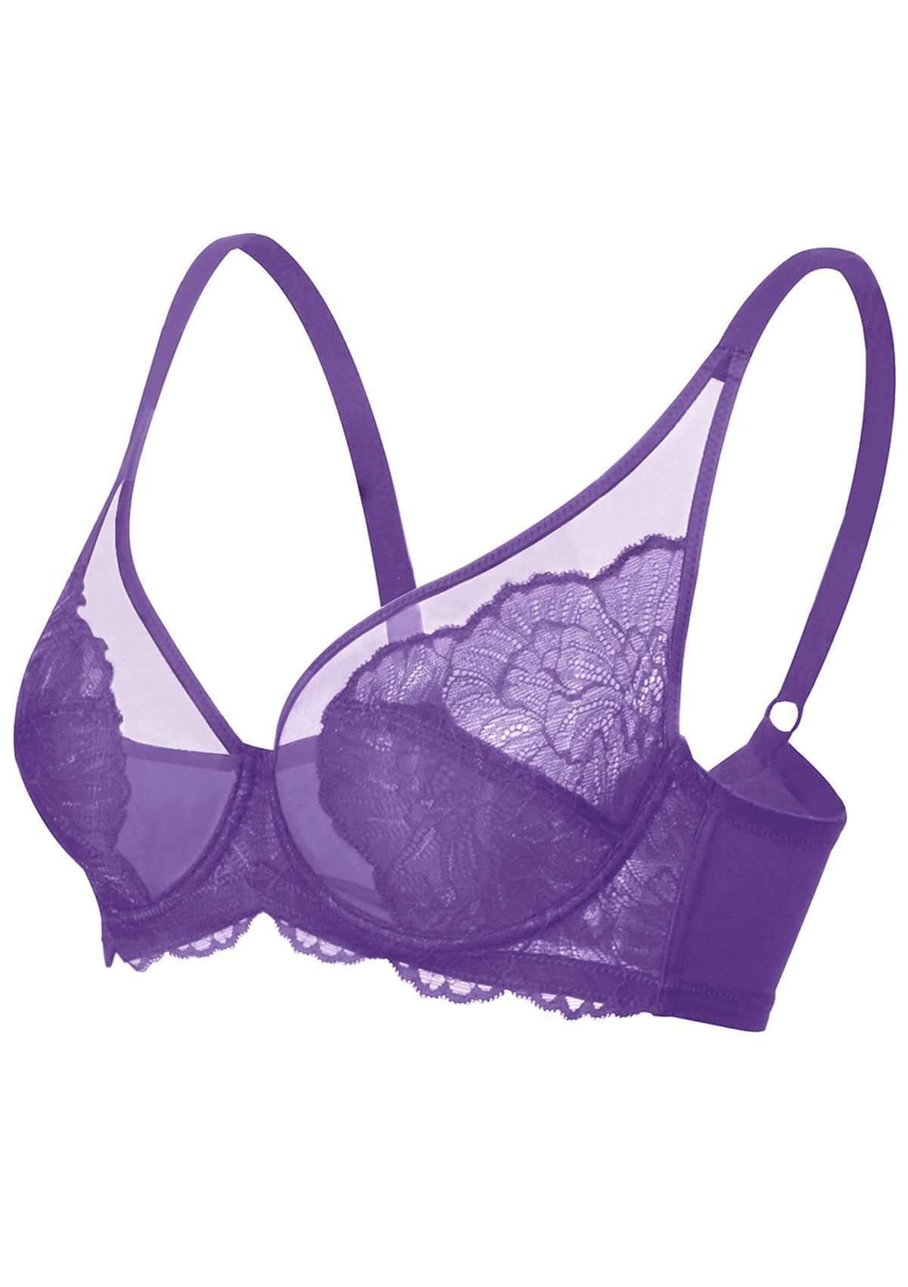 Little Jasmine】Hollow Lace Soft-wired Bra (Dry Purple
