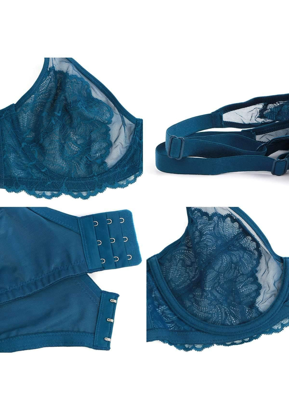 HSIA Blossom Unlined Storm Blue Lace Bra Set