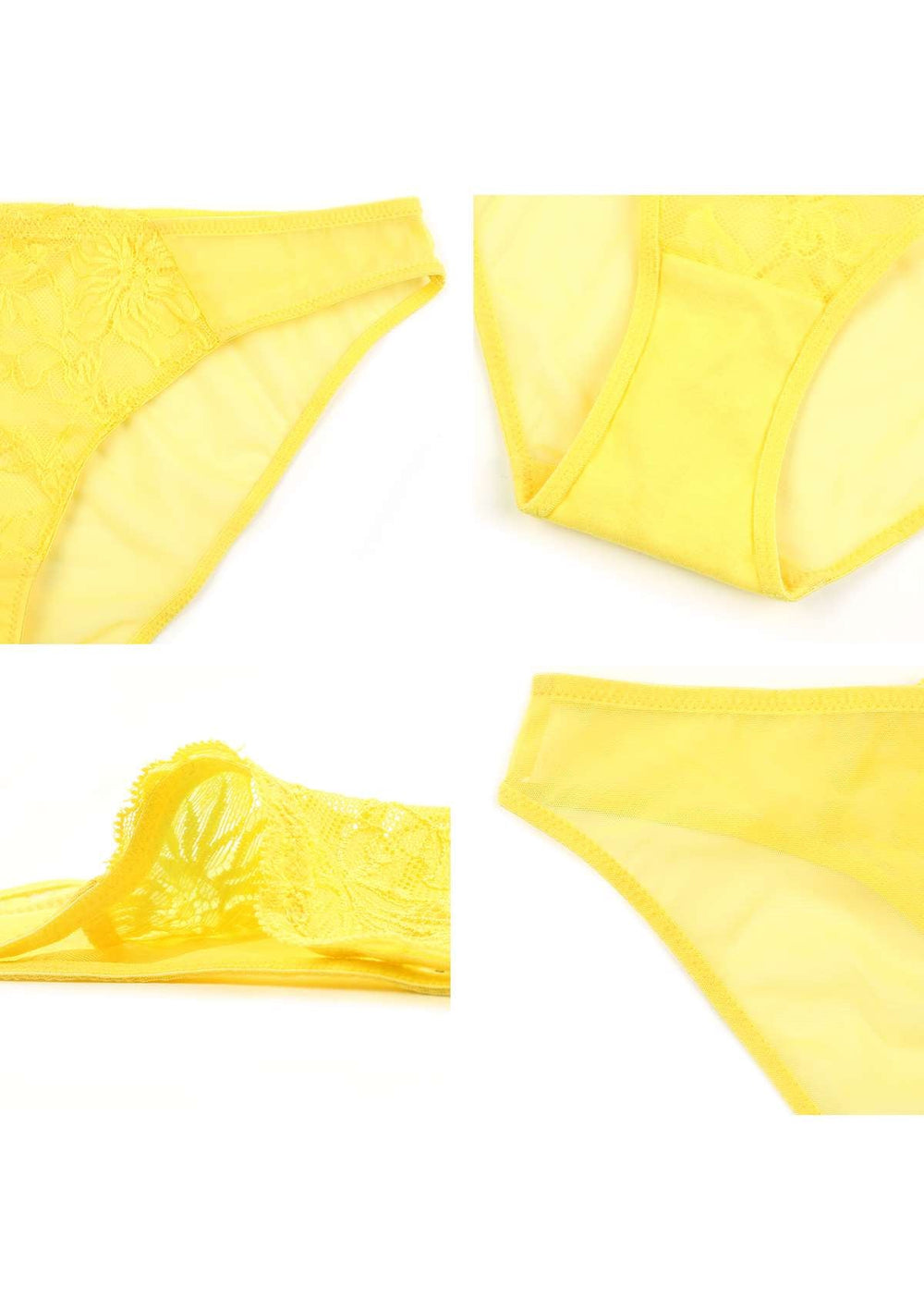 XMMSWDLA Women's Lace Stretch Sexy Thong Bikini Panties Bow Tie Breathable  Fashionable Yellow L Cute Underwear for Women 