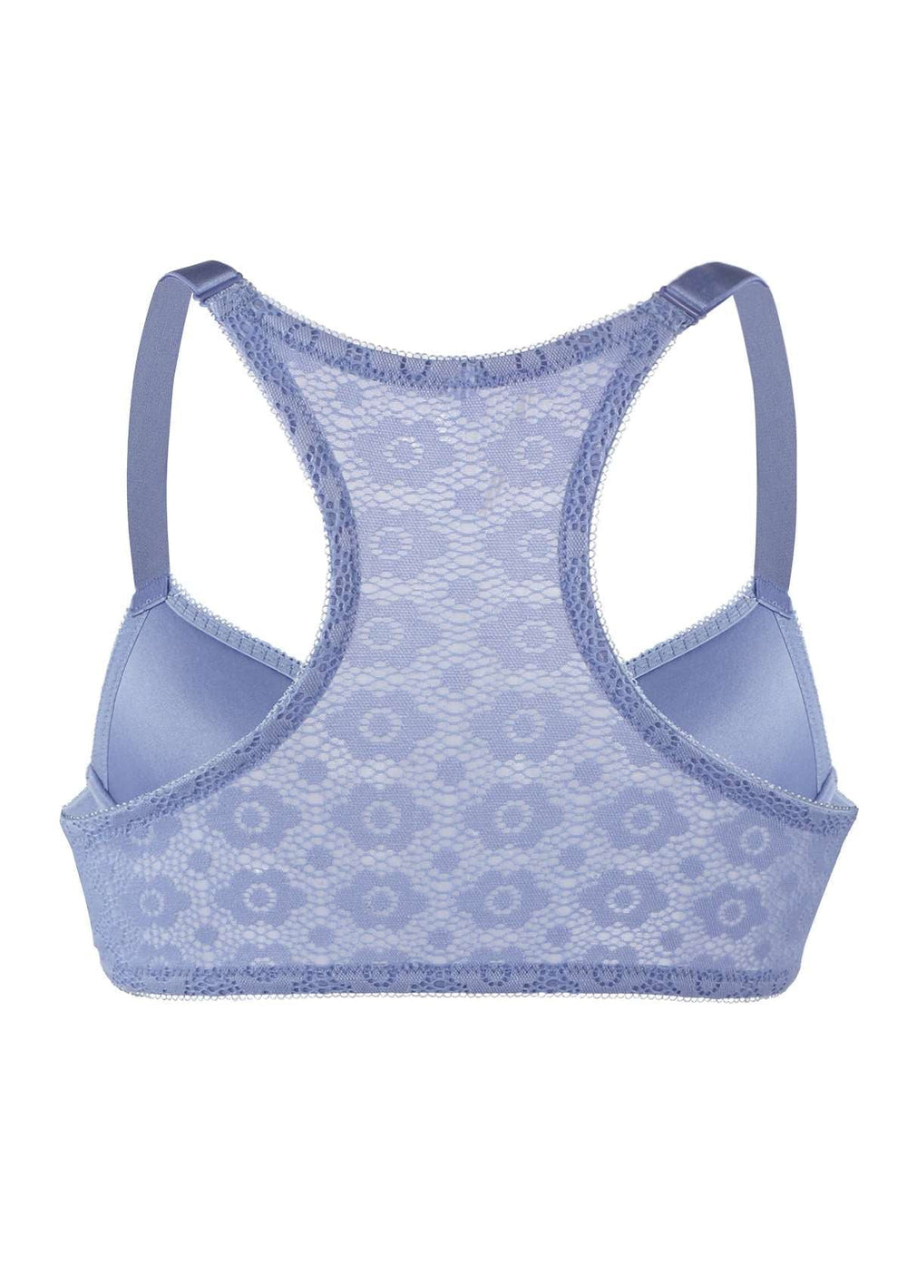 Lottie lace back bra in organic cotton mix blue Dorina