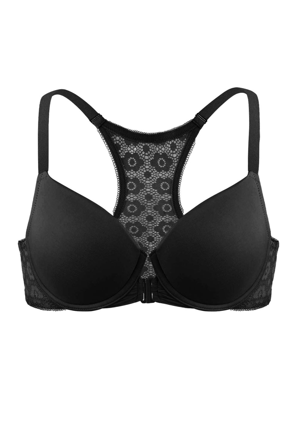 HACI Women's Front Closure Bra Underwire Unpadded T-Back Lacy Full Coverage Racerback  Bras, Black, 40DD : : Clothing, Shoes & Accessories
