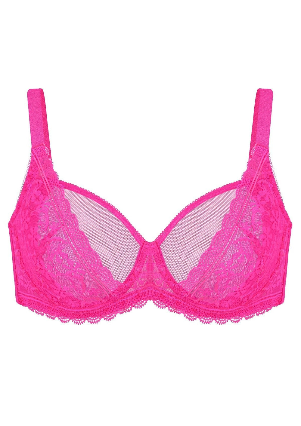 Unlined Lace Bra - Flamingo pink