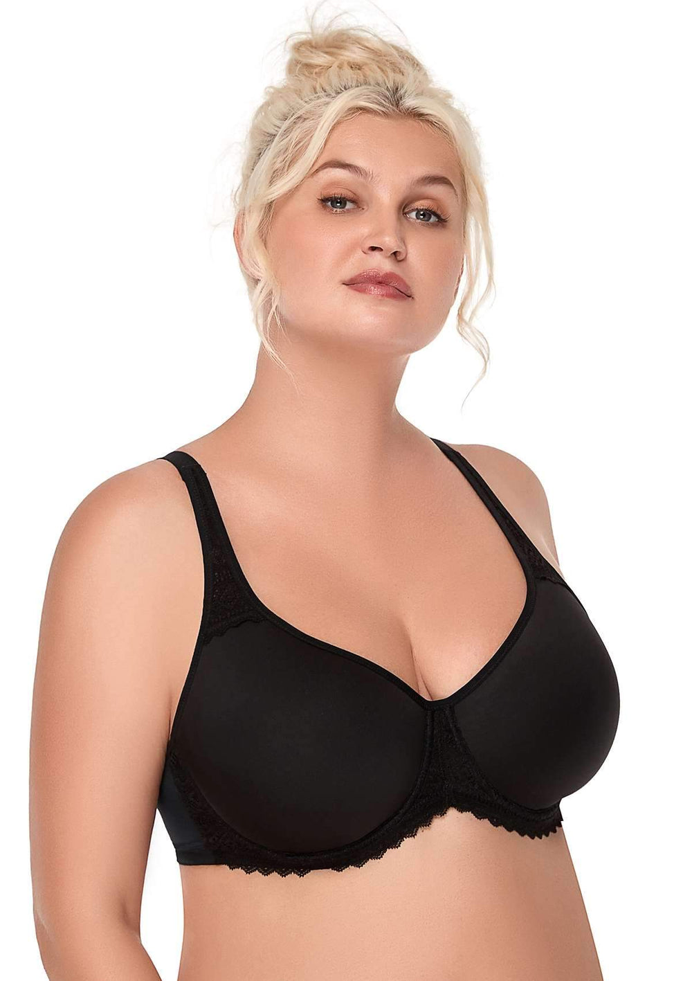 HSIA Plus Size Bras for Women Full Coverage Back Fat Underwire Unlined Bras  Black 42C