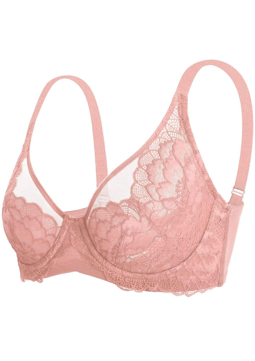 Women pink glamor bra with heart pattern on white background 18062550 PNG