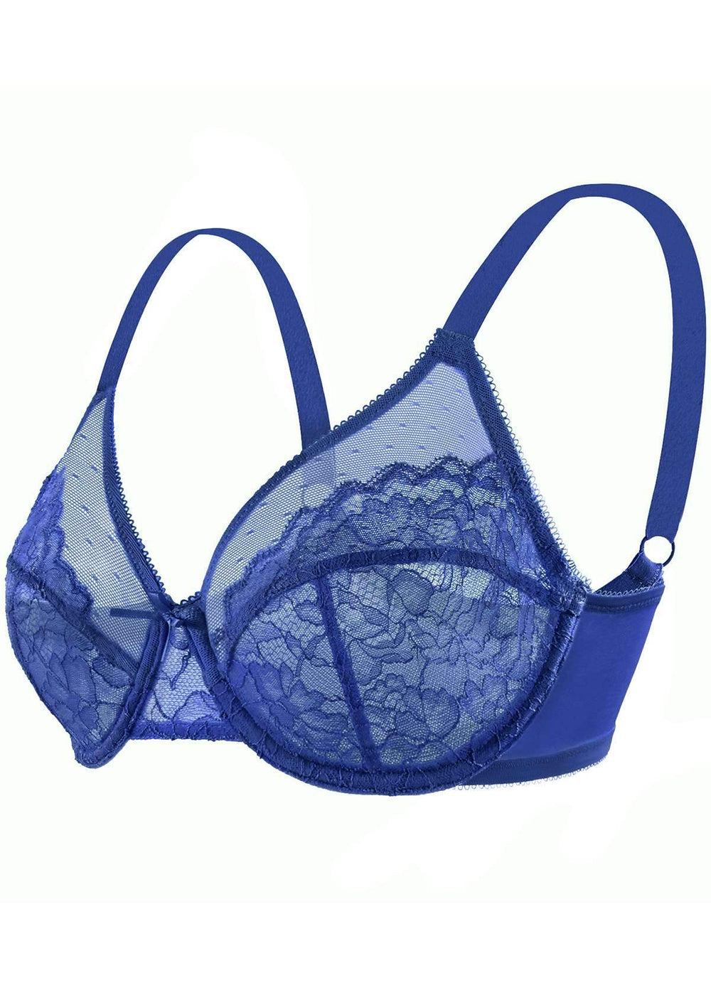 Blue lace and mesh padded bustier, Bras