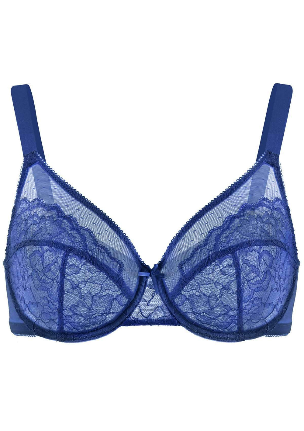 Buy Soie Double Layered Non Wired Full Coverage Lace Bra - Blue at Rs.1040  online