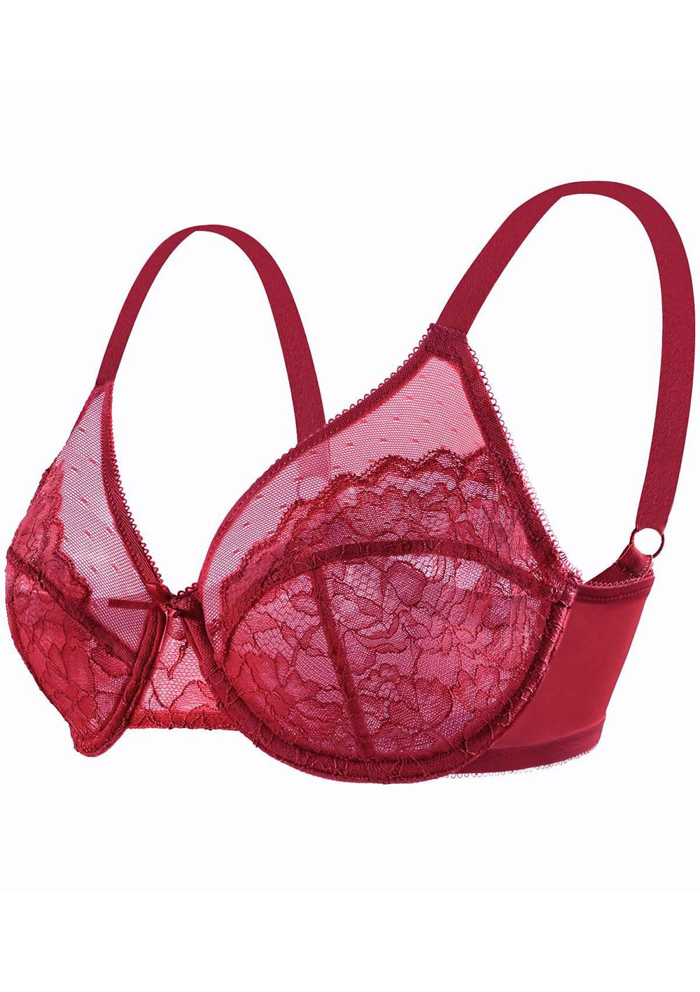 MELENECA Women's Full Coverage No Padding Plus Size Lace Underwire Bra  Cabernet Red 46E 