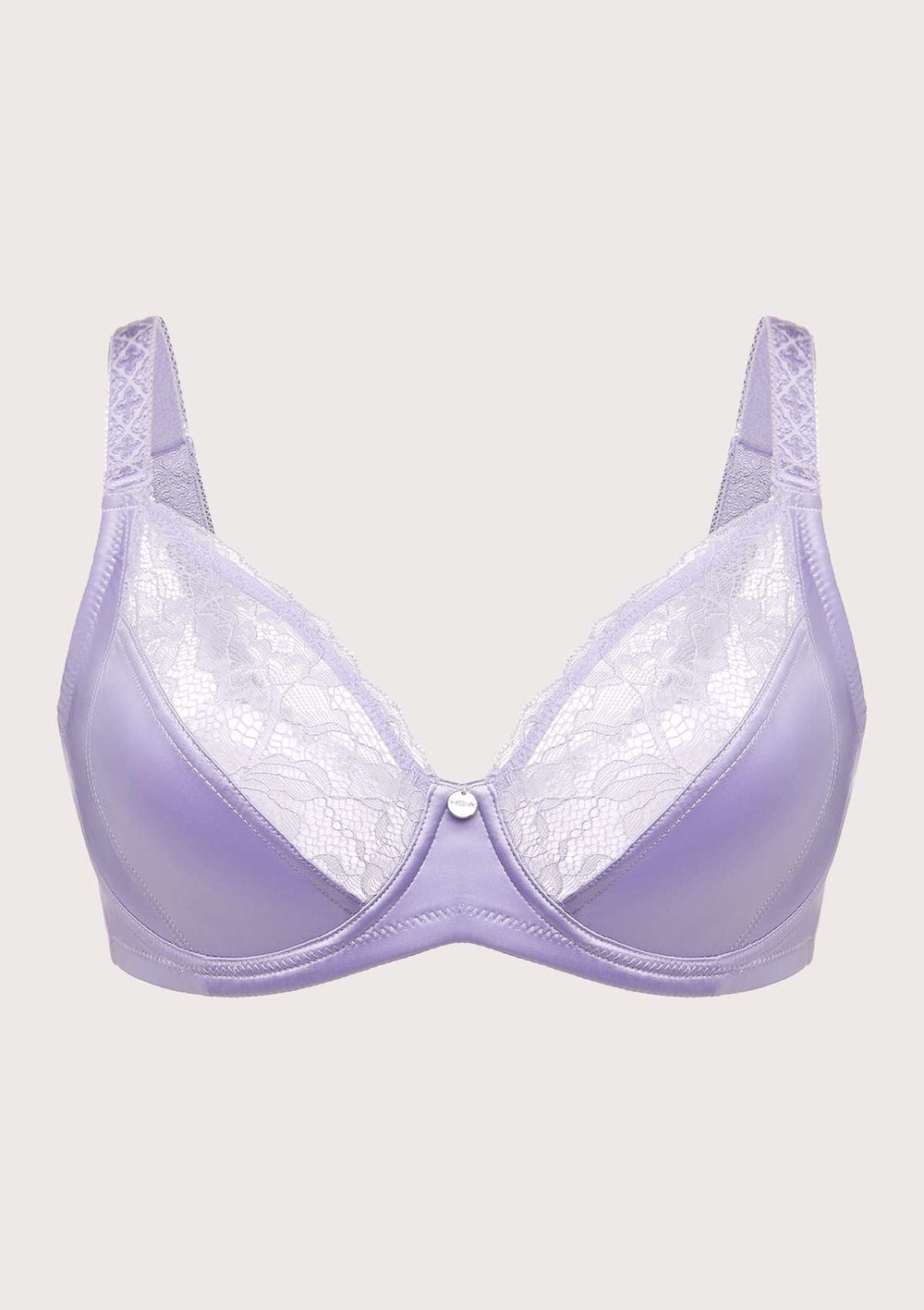 Microfibre lace demi-cup bra in Purple DIM Fleur