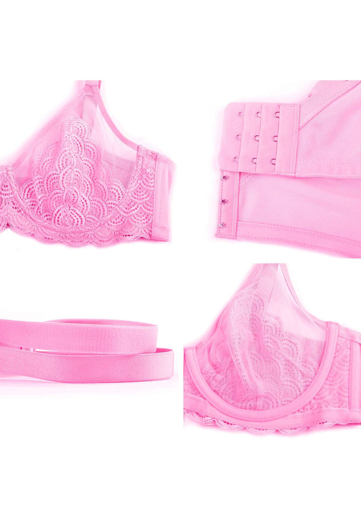 Hestia Women's Lace Wirefree Bra - Light Pink - Size 14B, BIG W