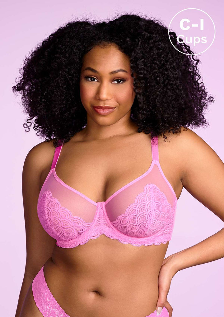 AMINA Unlined Red Lace Bra