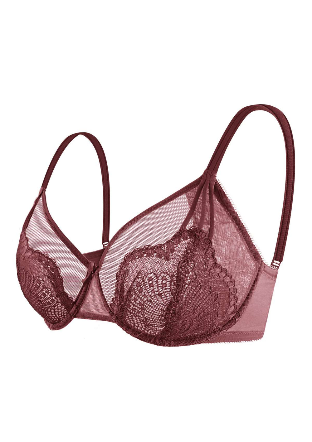 Fashion Xiushiren Solid Color Floral Lace Full Cup Minimizer Bra