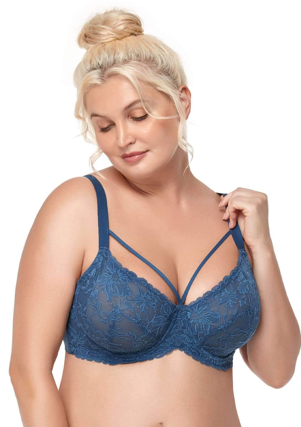 HSIA Pretty In Petals: Strappy Lace Sheer Bra For Side and Back Fat