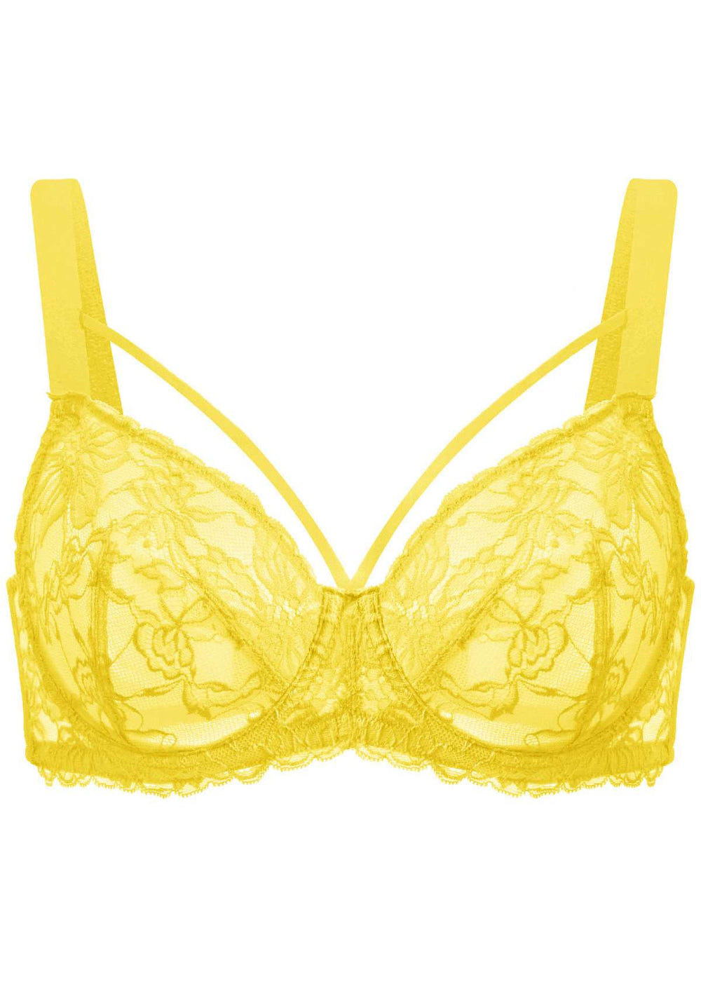 NWT Victorias Secret Demi Bra Demi Buste Unlined Wired Mesh Floral Lace  Yellow