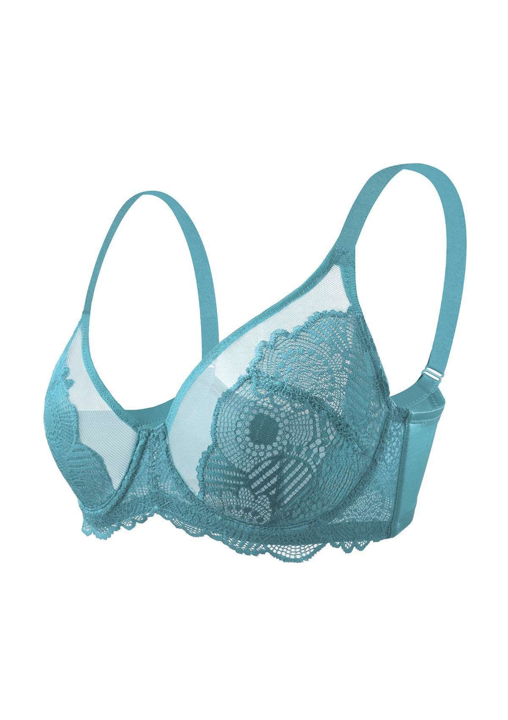 NWT Aerie Harper Wide Lace Bra 32D Turquoise Teal Lace Detail Padded  Push-up 
