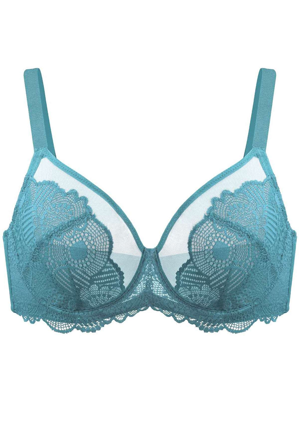 POINTERTECK Sexy Women's Lace Unlined Underwire Push Up Bra Solid Color，Light  Blue#02 
