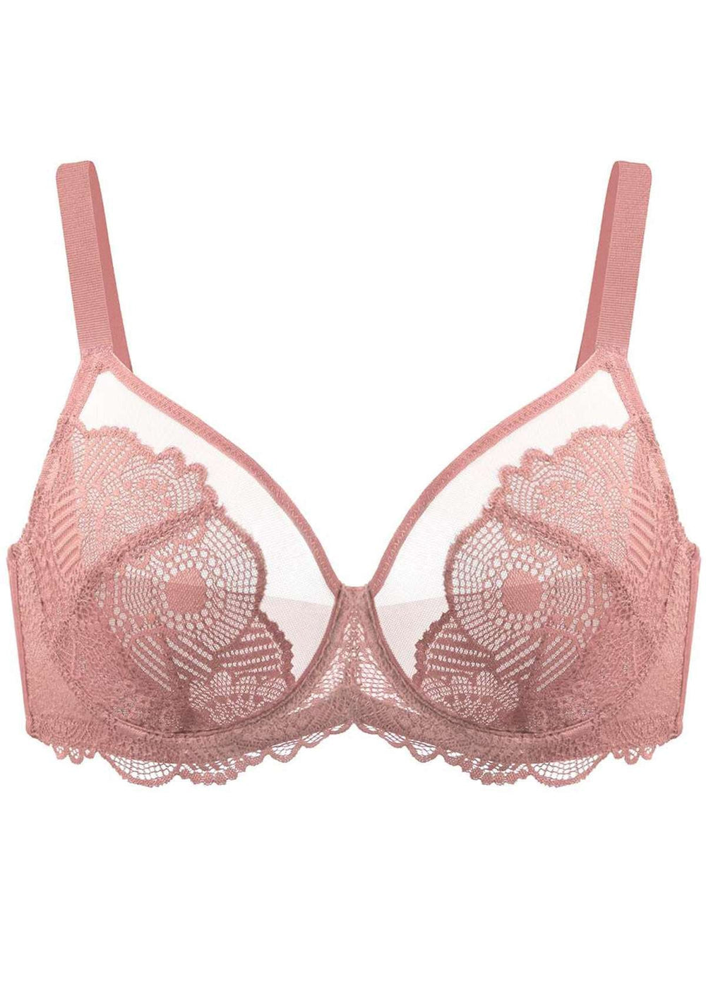 HWDI 34B Sexy Lace Mesh See Through Sheer Bra Unlined Non Padded Push Up  Plus Size Pink at  Women's Clothing store