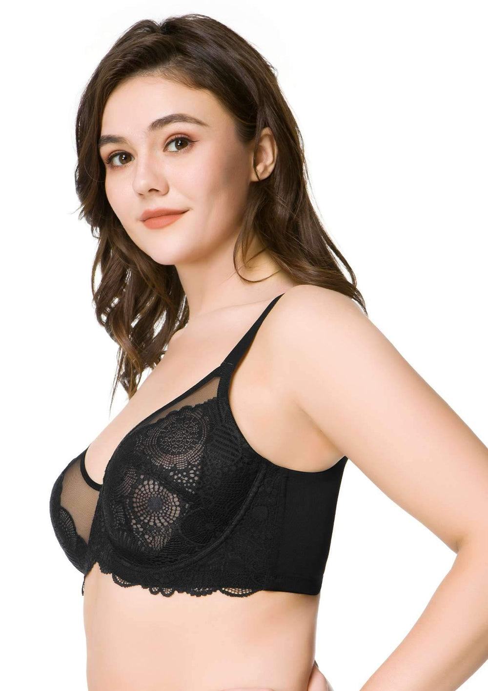 HSIA Minimizer Bra for Women - Plus Size Bra with Underwire Woman's Full  Coverage Lace Bra Unlined Non Padded Bra,Black,40DD 