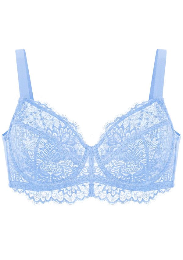 Buy Bralux Angeleena Sky Blue-Turquoise Blue Lace Full Cup B Bra