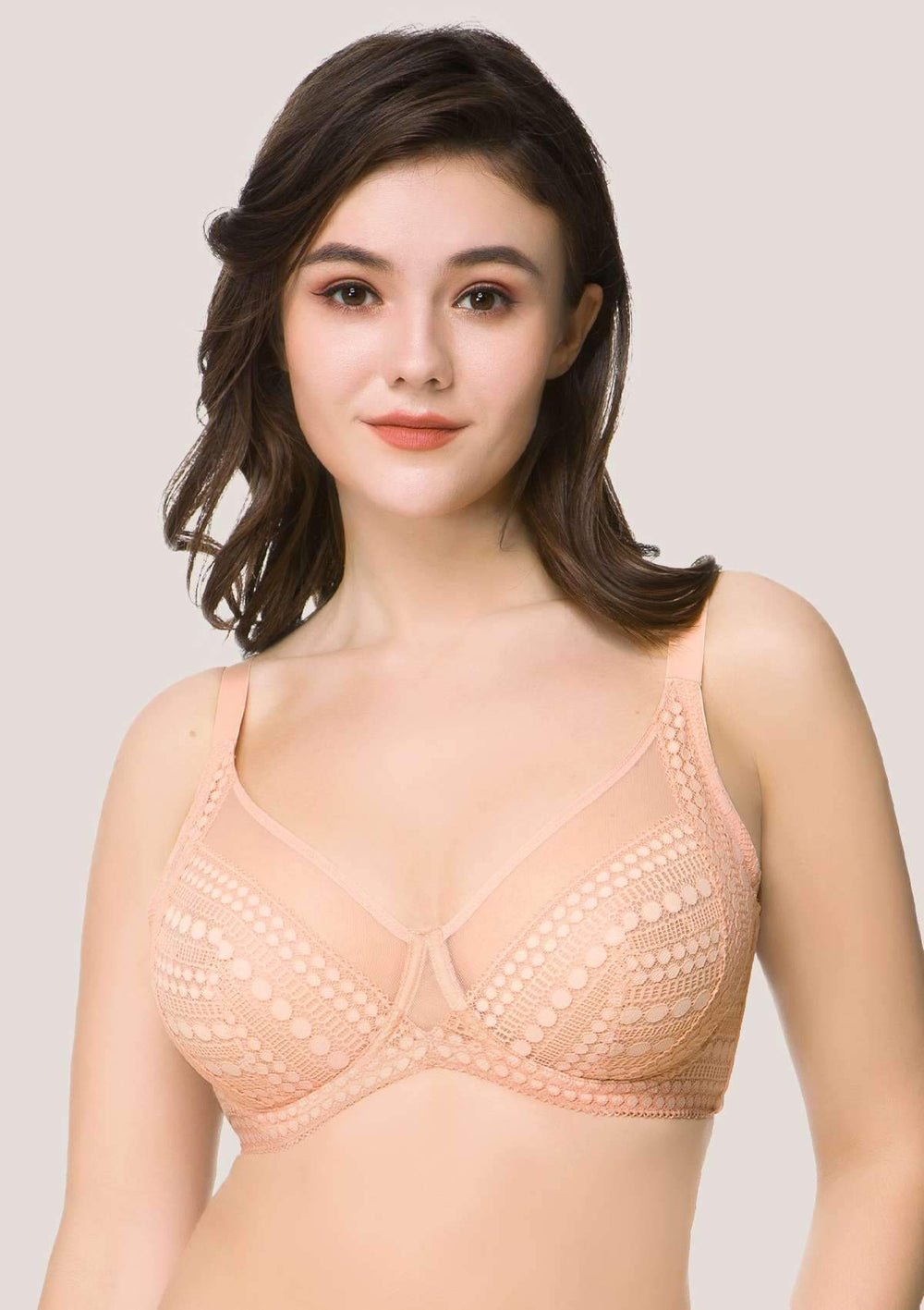 Woman 34-42 Wire Free Dot Three Quarters(3/4 Cup) 100% Cotton Bras Female