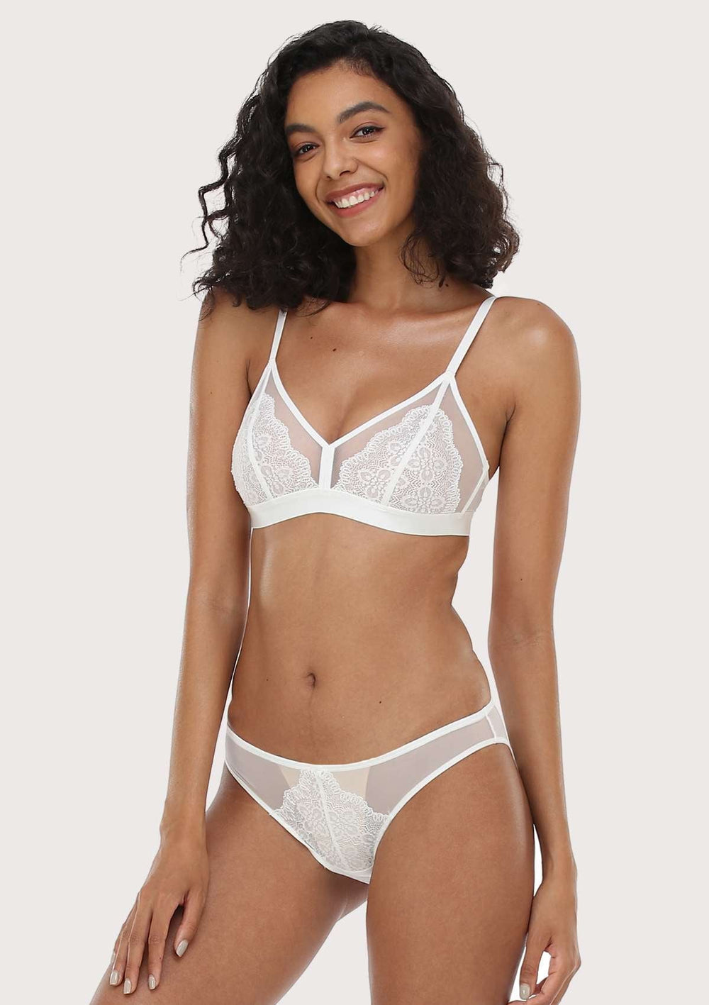 Unlined Bras: Wireless, Lace, Sheer With Matching Panties