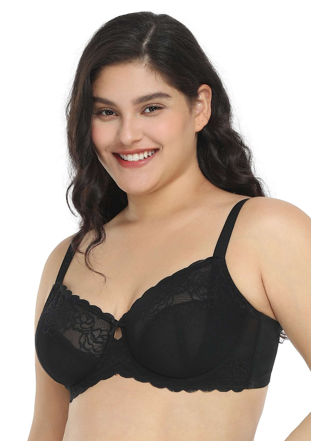  Lasricas Women's Embroidered Unlined Lace Bra Full